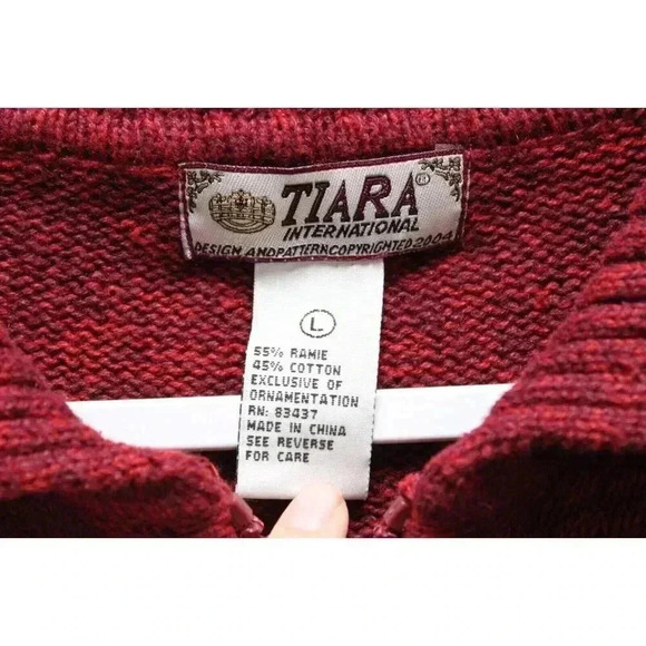 Vintage 90s Full Zip Sweater Size Large Ramie Cotton Striped Fall Retro Cozy - Picture 7 of 10